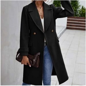 Evan Picone Black Trench Coat with Tailored Design